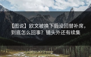 【图说】欧文被换下后没回替补席，到底怎么回事？镜头外还有续集
