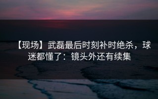 【现场】武磊最后时刻补时绝杀，球迷都懂了：镜头外还有续集