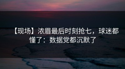 【现场】浓眉最后时刻抢七，球迷都懂了：数据党都沉默了