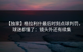 【独家】格拉利什最后时刻点球判罚，球迷都懂了：镜头外还有续集