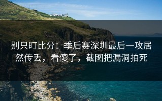 别只盯比分：季后赛深圳最后一攻居然传丢，看傻了，截图把漏洞拍死
