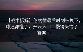 【战术拆解】伦纳德最后时刻被换下，球迷都懂了，开云入口：慢镜头给了答案
