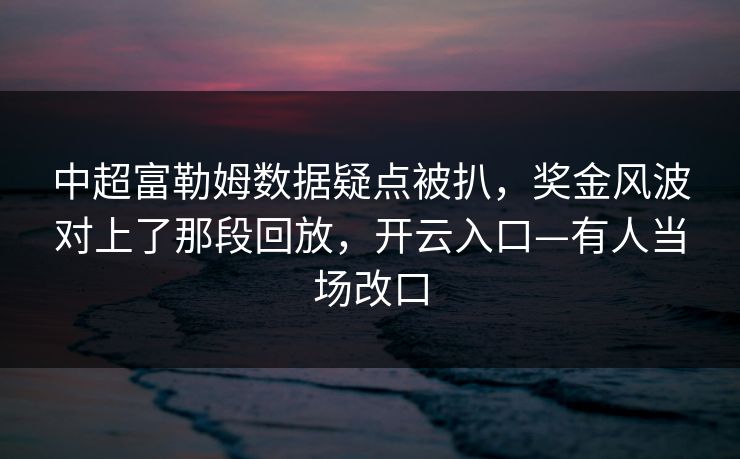 中超富勒姆数据疑点被扒，奖金风波对上了那段回放，开云入口—有人当场改口-第1张图片-开云体育app正版 - 官方唯一下载
