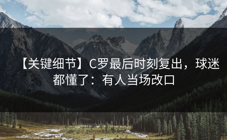 【关键细节】C罗最后时刻复出，球迷都懂了：有人当场改口-第1张图片-开云体育app正版 - 官方唯一下载